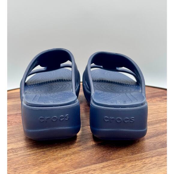 CROCS Monterey Diamante Wedge Women's 5 Navy Blue Slides Open Toe Shoes - Picture 4 of 9